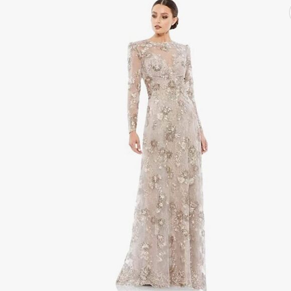 Mac Duggal Evening 67875 Long Sleeve Dress for Evening - Elegant A-line Dress - Picture 1 of 4